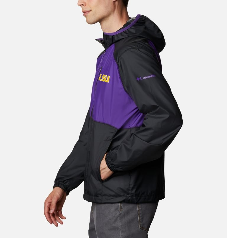 Men's Columbia Collegiate Flash Forward - LSU Jackets Black / Purple | CA-Z40C8