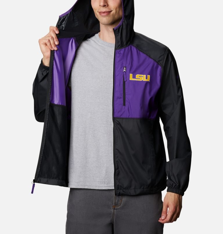 Men's Columbia Collegiate Flash Forward - LSU Jackets Black / Purple | CA-Z40C8