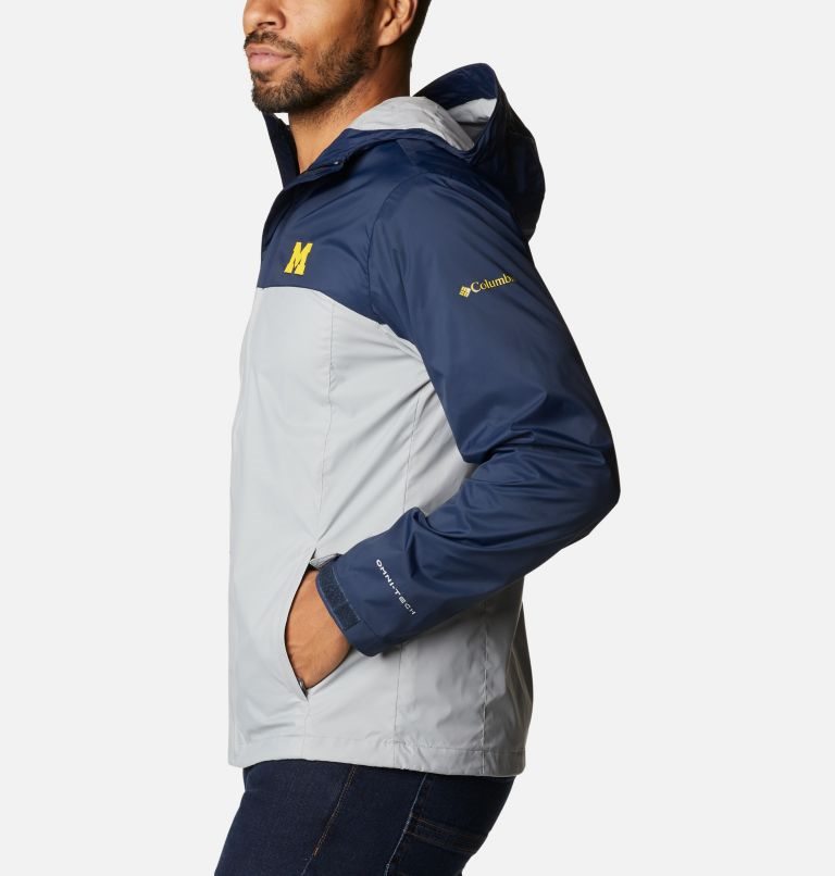 Men's Columbia Collegiate Glennaker Storm - Michigan Jackets Navy / Light Grey | CA-K6C58