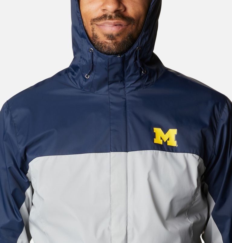 Men's Columbia Collegiate Glennaker Storm - Michigan Jackets Navy / Light Grey | CA-K6C58