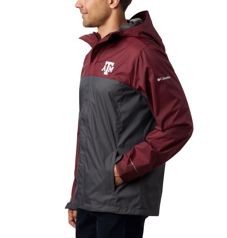 Men's Columbia Collegiate Glennaker Storm - Texas A&M Jackets Red / Dark Grey | CA-NC43A