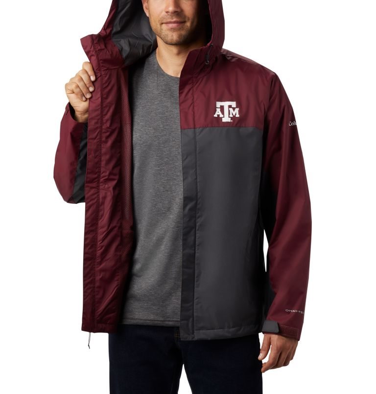 Men's Columbia Collegiate Glennaker Storm - Texas A&M Jackets Red / Dark Grey | CA-NC43A