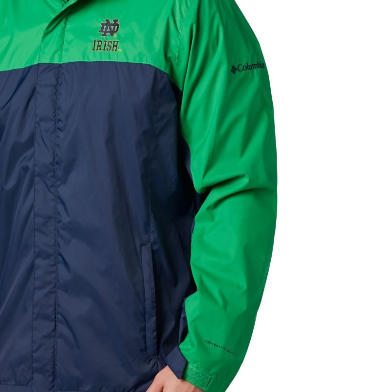 Men's Columbia Collegiate Glennaker Storm - Notre Dame Jackets Green / Navy | CA-RAL53