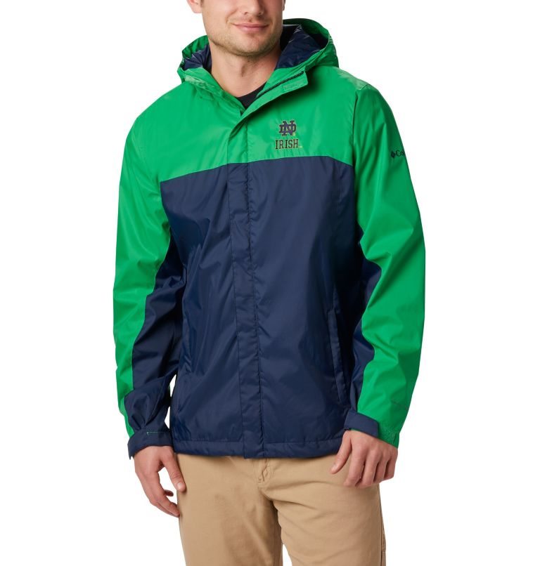 Men\'s Columbia Collegiate Glennaker Storm - Notre Dame Jackets Green / Navy | CA-RAL53