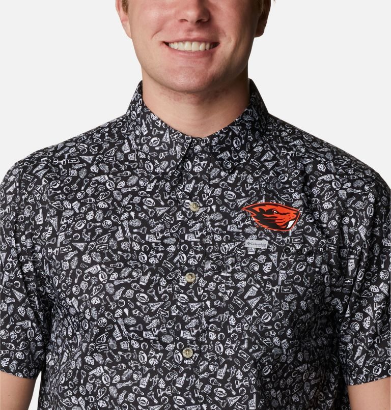 Men's Columbia Collegiate PFG Super Slack Tide - Oregon State Shirts Black | CA-F648A