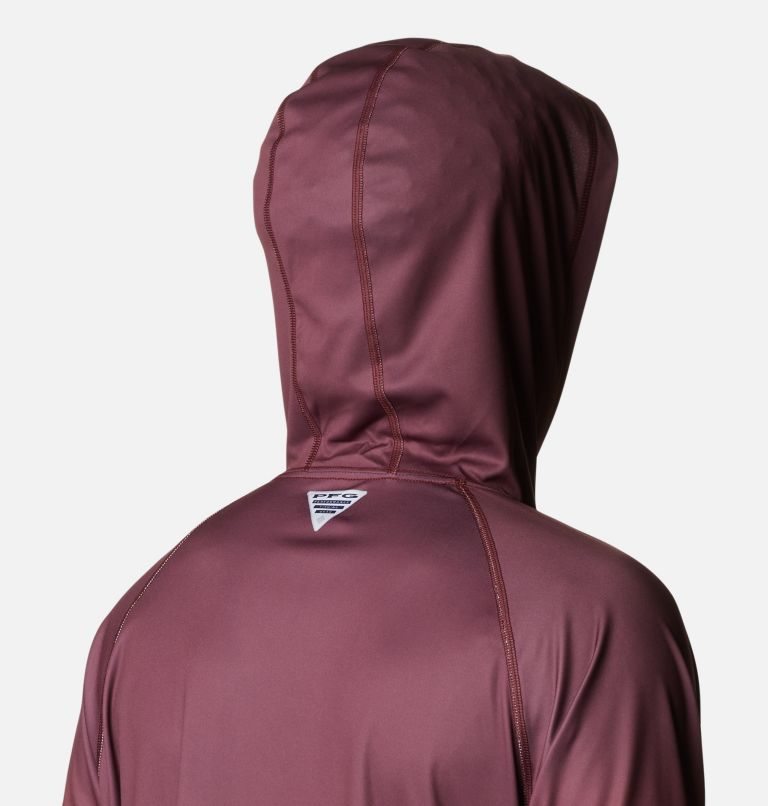 Men's Columbia Collegiate PFG Super Terminal Tackle - Virginia Tech Hoodie Purple / Coral | CA-OL641