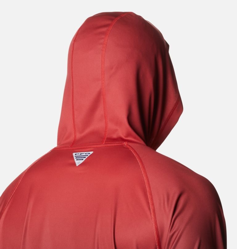 Men's Columbia Collegiate PFG Super Terminal Tackle - Georgia Hoodie Red | CA-QL3A6