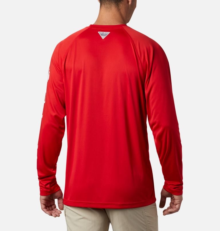 Men's Columbia Collegiate PFG Terminal Tackle Long Sleeve - Georgia Sweatshirts Red | CA-LA80L