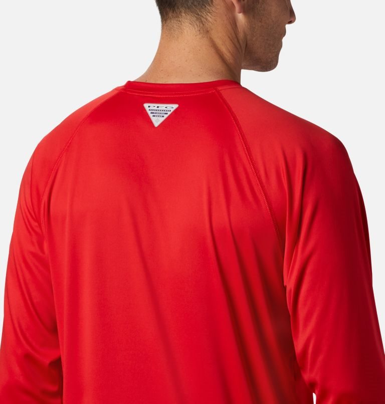 Men's Columbia Collegiate PFG Terminal Tackle Long Sleeve - Georgia Sweatshirts Red | CA-LA80L