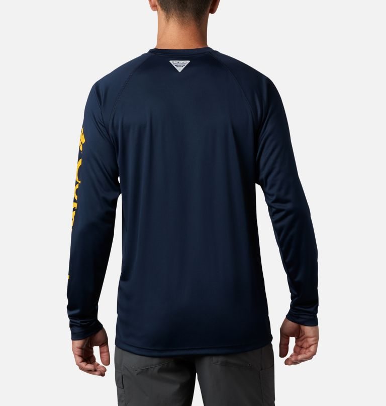 Men's Columbia Collegiate PFG Terminal Tackle Long Sleeve - West Virginia Sweatshirts Navy | CA-O1L68