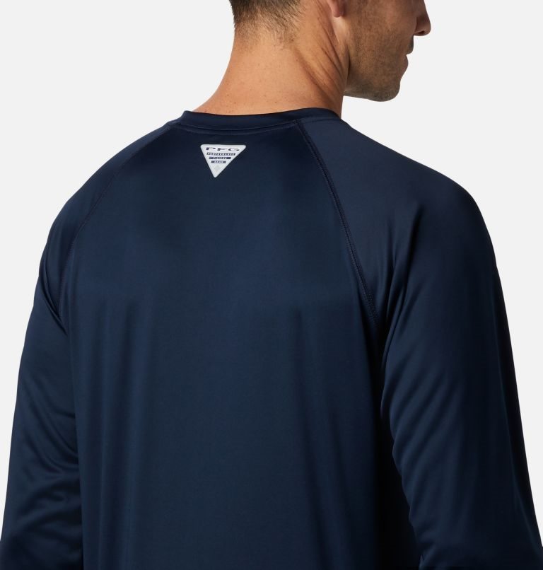 Men's Columbia Collegiate PFG Terminal Tackle Long Sleeve - West Virginia Sweatshirts Navy | CA-O1L68