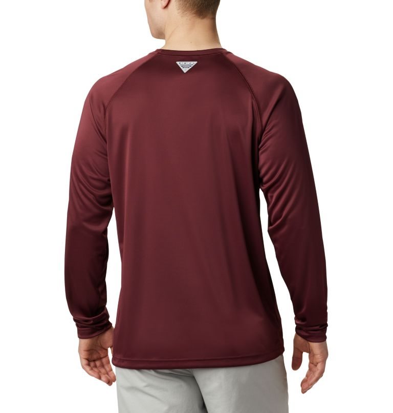 Men's Columbia Collegiate PFG Terminal Tackle Long Sleeve - Texas A&M Sweatshirts Burgundy | CA-U5164