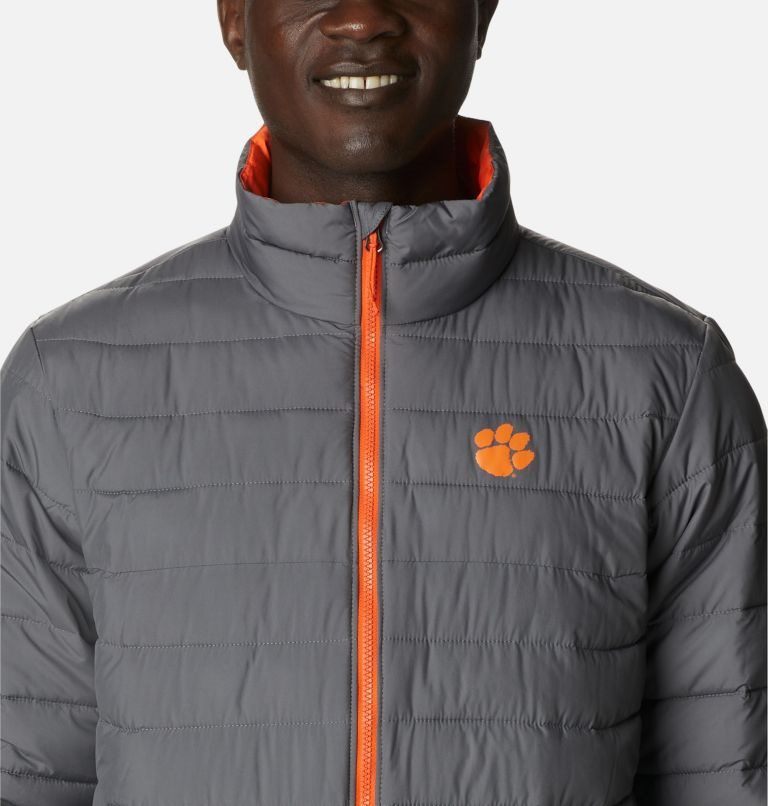 Men's Columbia Collegiate Powder Lite - Clemson Jackets Grey | CA-Q30CA