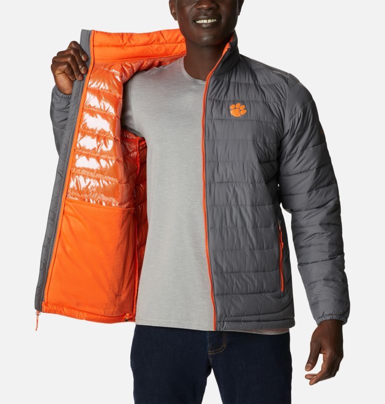 Men's Columbia Collegiate Powder Lite - Clemson Jackets Grey | CA-Q30CA