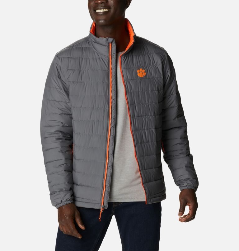 Men's Columbia Collegiate Powder Lite - Clemson Jackets Grey | CA-Q30CA