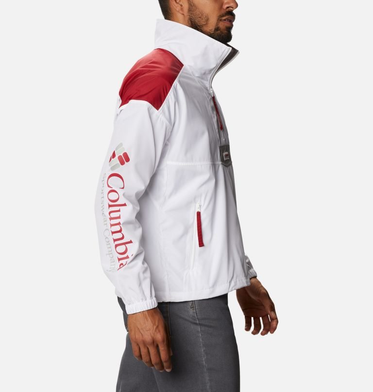 Men's Columbia Collegiate Santa Ana Anorak - Washington State Jackets White / Red | CA-B3A41