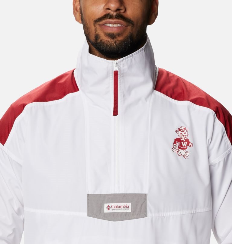 Men's Columbia Collegiate Santa Ana Anorak - Washington State Jackets White / Red | CA-B3A41