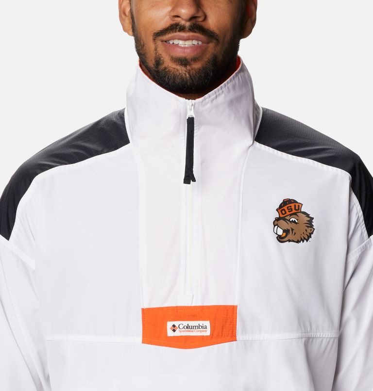 Men's Columbia Collegiate Santa Ana Anorak - Oregon State Jackets White / Black | CA-C8C35