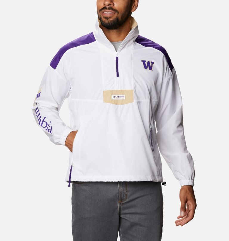 Men\'s Columbia Collegiate Santa Ana Anorak - Washington Jackets White / Purple | CA-Q450L