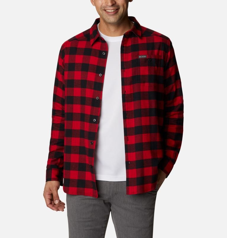 Men\'s Columbia Cornell Woods Flannel Long Sleeve Shirts Red | CA-ZC3AL