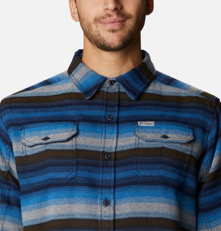 Men's Columbia Deschutes River Heavyweight Flannel Shirts Stripe | CA-TLA68