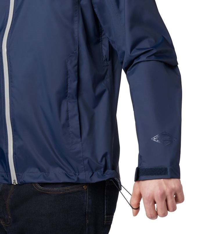 Men's Columbia EvaPOURation Rain Jackets Navy | CA-I5106