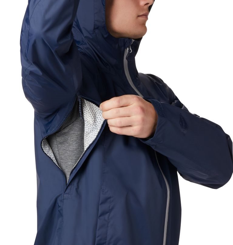 Men's Columbia EvaPOURation Rain Jackets Navy | CA-I5106