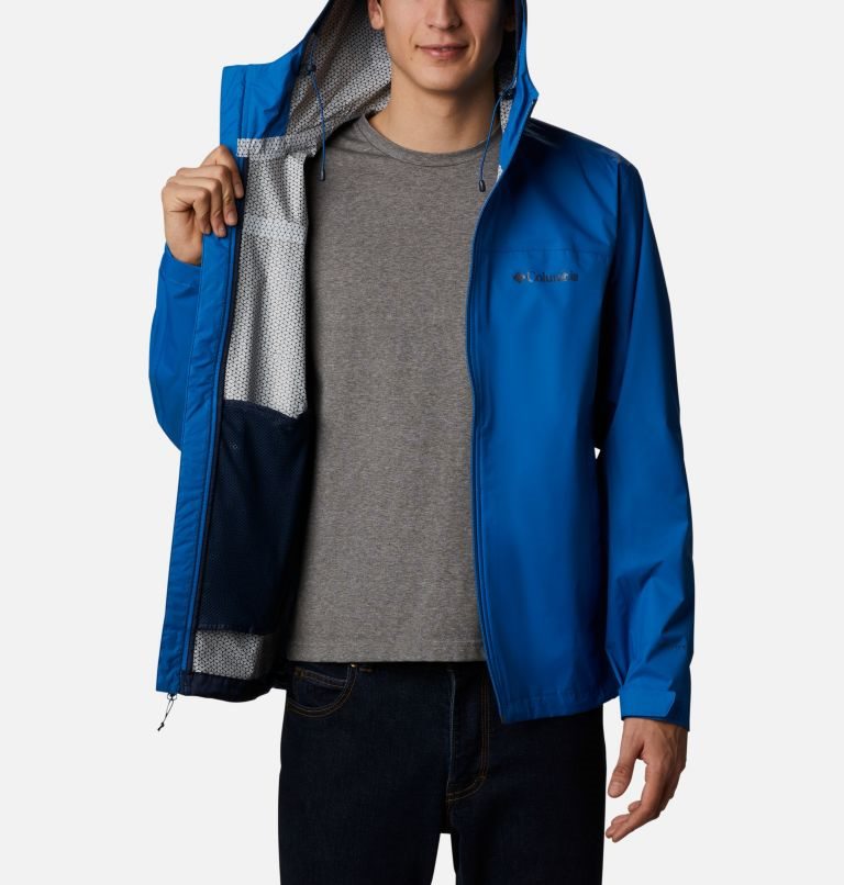 Men's Columbia EvaPOURation Rain Jackets Blue | CA-S0C58