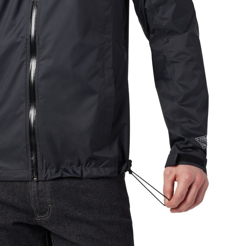 Men's Columbia EvaPOURation Rain Jackets Black | CA-ULA85