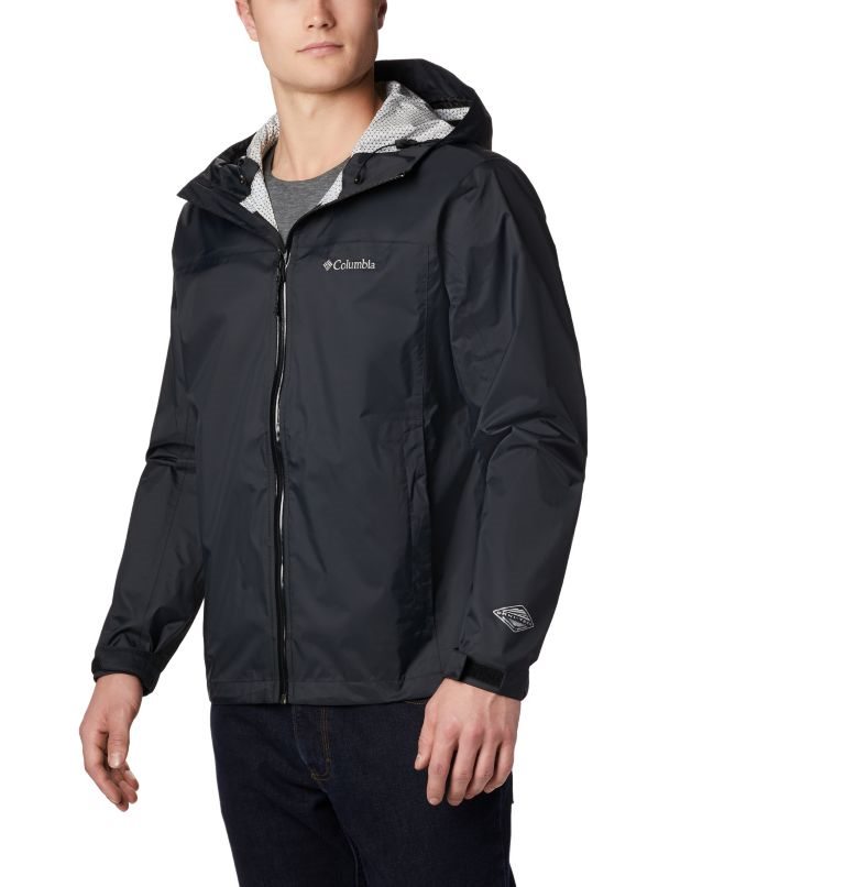 Men\'s Columbia EvaPOURation Rain Jackets Black | CA-ULA85