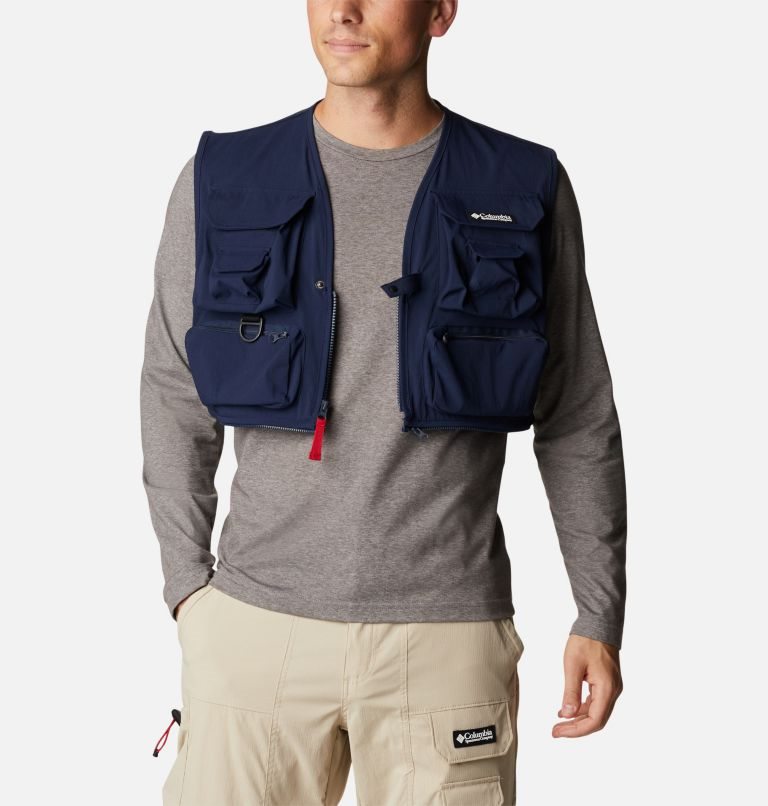 Men's Columbia Field Creek Big Horn Vest Navy | CA-Q0A34