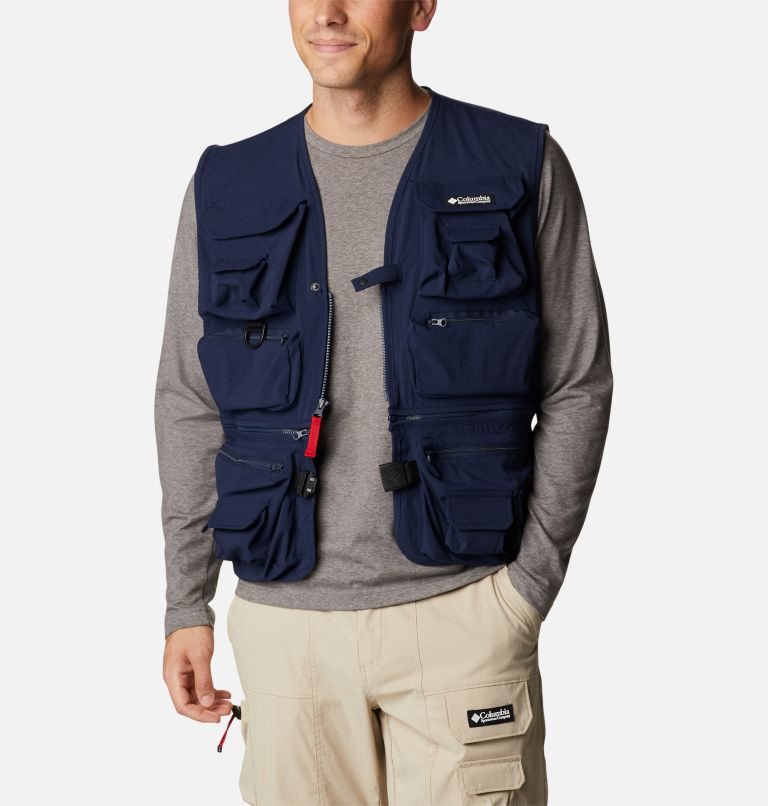 Men\'s Columbia Field Creek Big Horn Vest Navy | CA-Q0A34