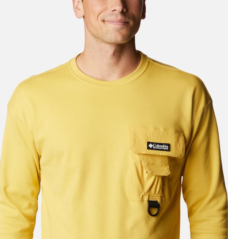 Men's Columbia Field Creek Double Knit Long Sleeve Sweatshirts Yellow | CA-F5L8A