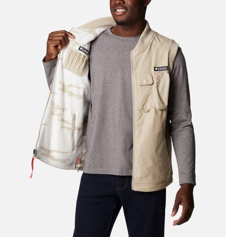 Men's Columbia Field ROC Reversible Vest Khaki | CA-V56AL