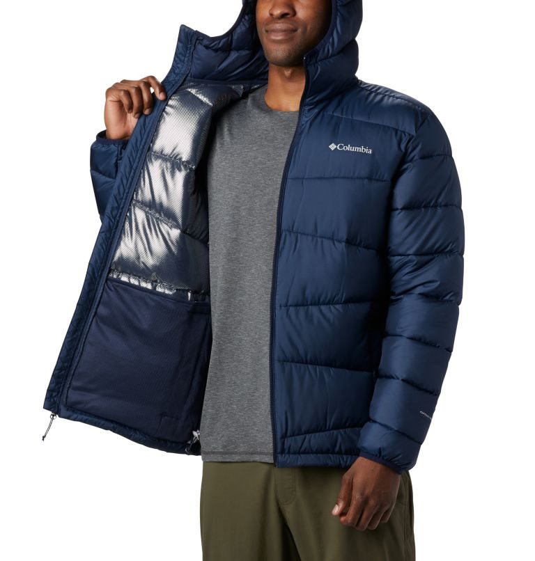 Men's Columbia Fivemile Butte Hooded Jackets Navy | CA-UL56C