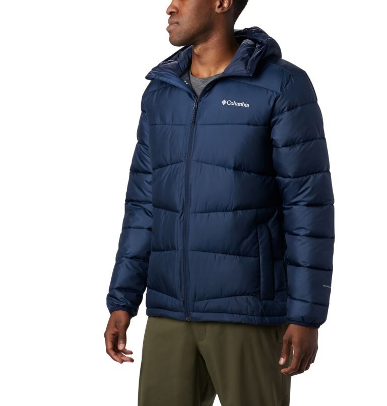 Men\'s Columbia Fivemile Butte Hooded Jackets Navy | CA-UL56C