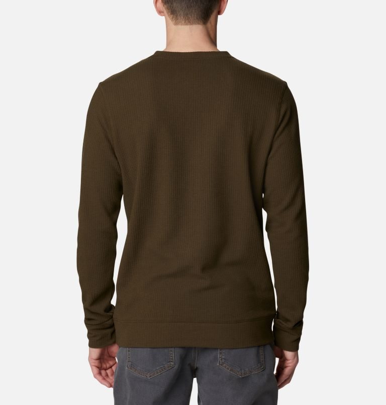 Men's Columbia Flare Gun II Waffle Henley Sweatshirts Dark Brown | CA-FC016