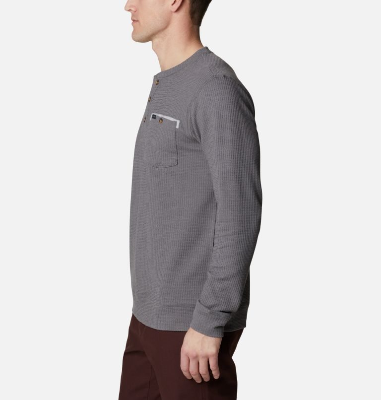 Men's Columbia Flare Gun II Waffle Henley Sweatshirts Grey | CA-HC568