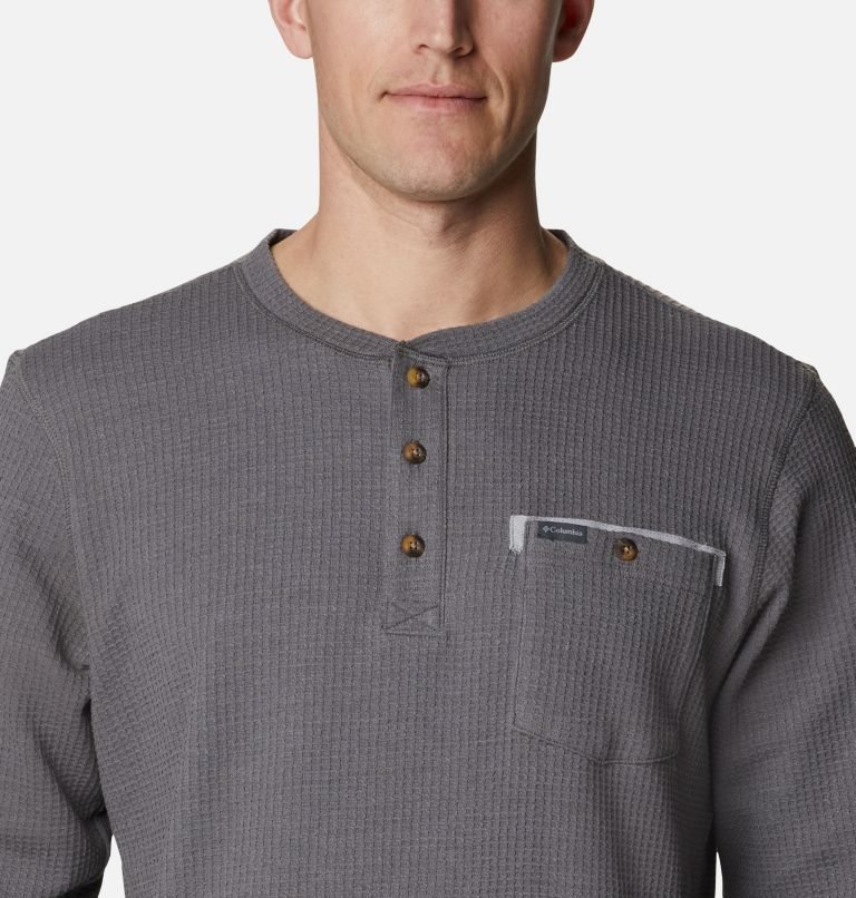 Men's Columbia Flare Gun II Waffle Henley Sweatshirts Grey | CA-HC568