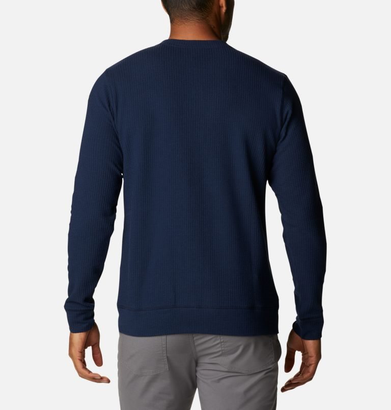 Men's Columbia Flare Gun II Waffle Henley Sweatshirts Navy | CA-M836C