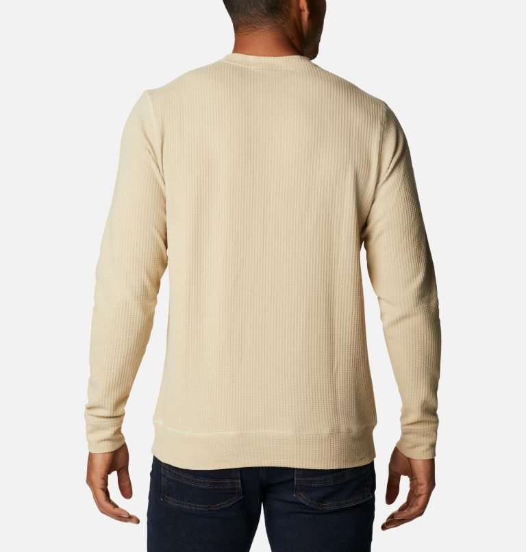 Men's Columbia Flare Gun II Waffle Henley Sweatshirts Cream | CA-Z5A36