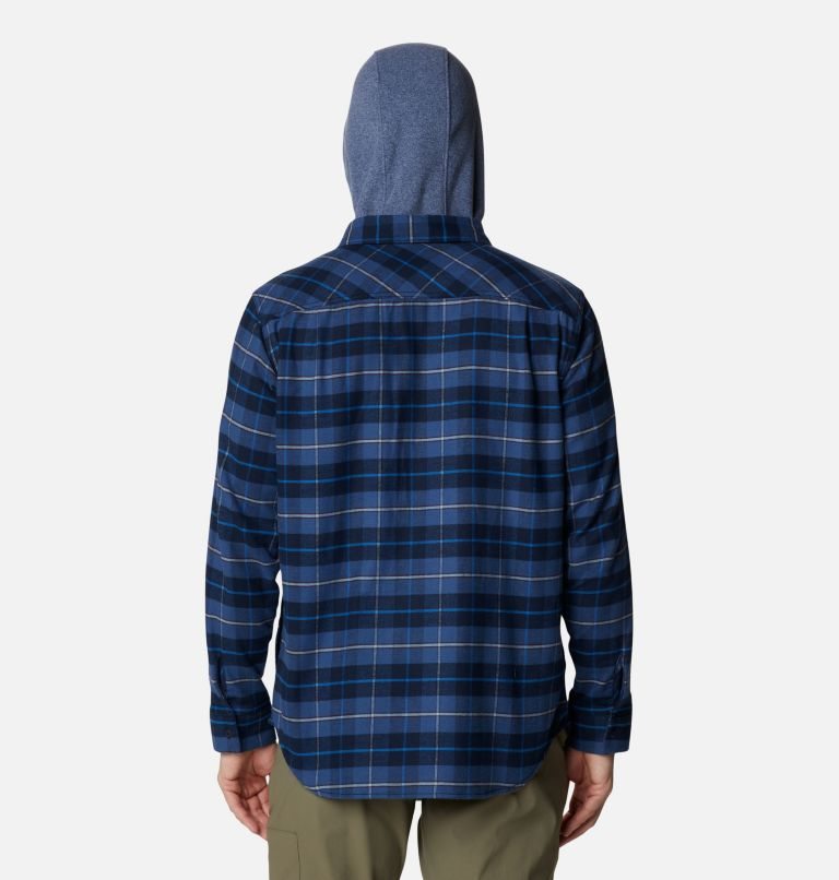 Men's Columbia Flare Gun Stretch Flannel Hoodie Shirts Stripe | CA-H3A01