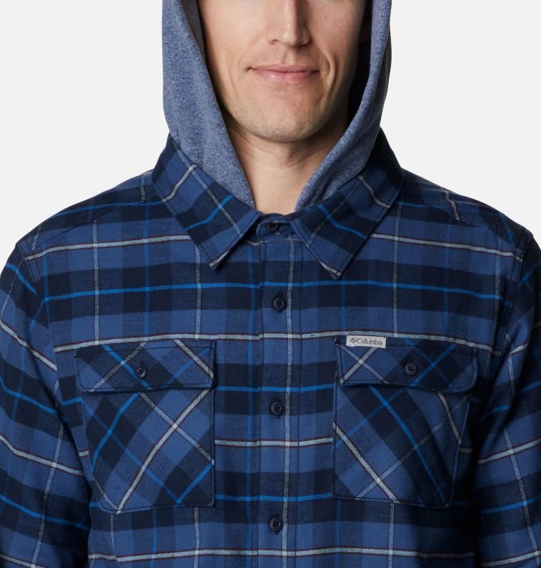 Men's Columbia Flare Gun Stretch Flannel Hoodie Shirts Stripe | CA-H3A01