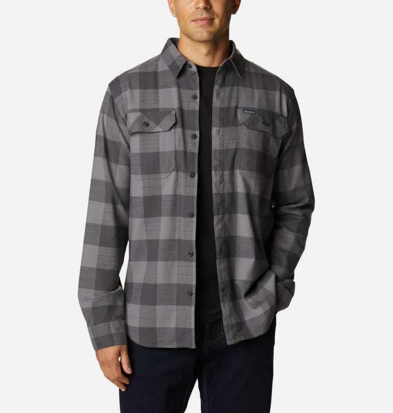 Men\'s Columbia Flare Gun Stretch Flannel Shirts Grey | CA-T4LC5