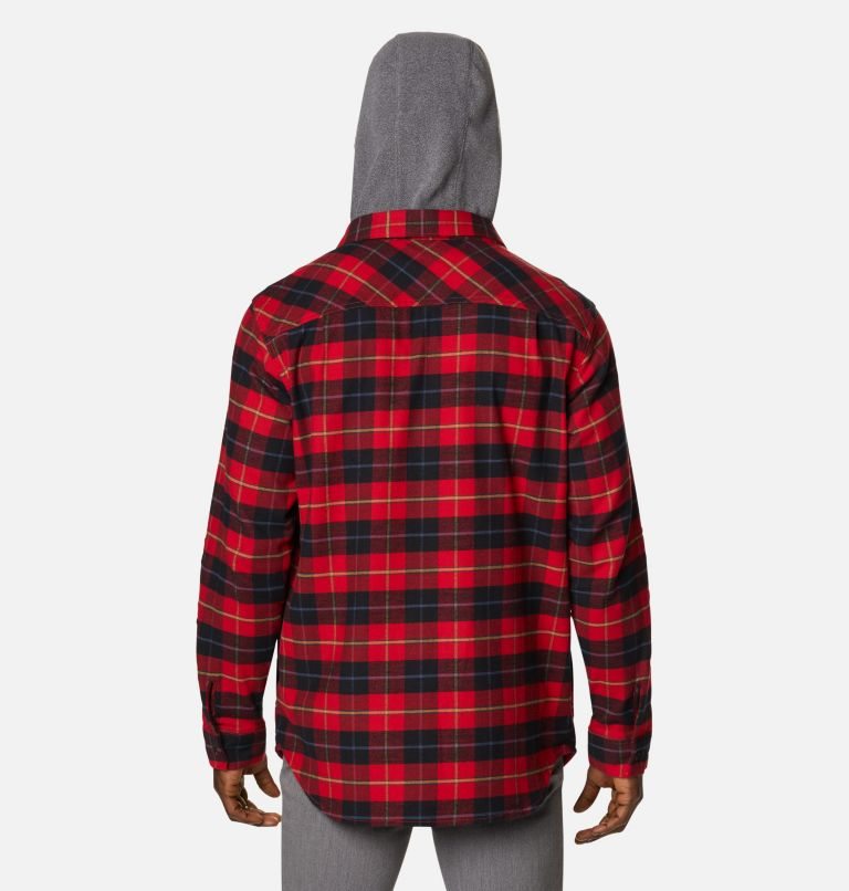 Men's Columbia Flare Gun Stretch Flannel Hoodie Shirts Red | CA-YC35L