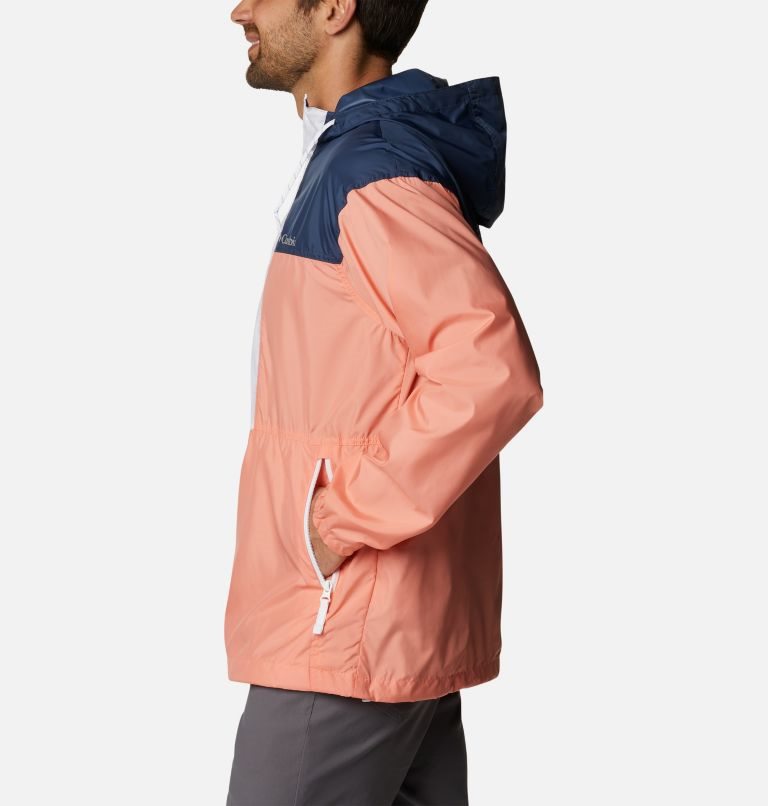 Men's Columbia Flash Challenger Anorak Jackets Coral / Navy | CA-Y83L1