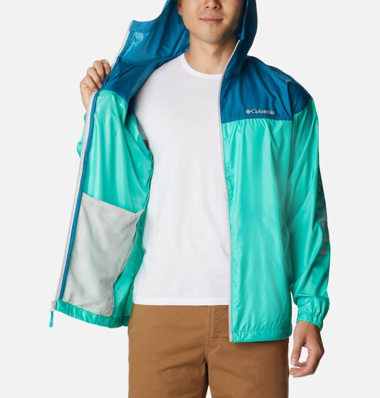 Men's Columbia Flash Challenger Novelty Windbreaker Jackets Turquoise | CA-B31C0