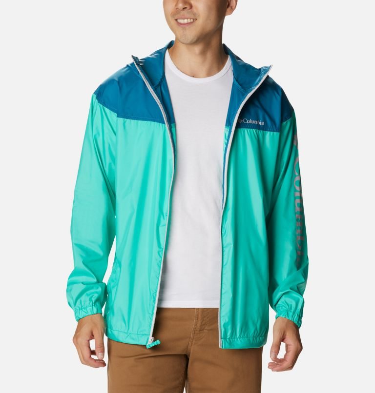 Men's Columbia Flash Challenger Novelty Windbreaker Jackets Turquoise | CA-B31C0