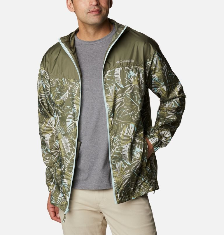 Men's Columbia Flash Challenger Novelty Windbreaker Jackets Olive | CA-BA40L