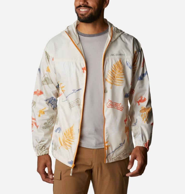 Men's Columbia Flash Challenger Novelty Windbreaker Jackets Cream | CA-BL6A3